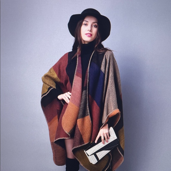 Multicolor Striped Poncho - Picture 1 of 5